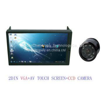 High Brightness 2DIN 7 Inch LED Touch Screen Monitor with VGA and Auto Switching AV2 + CCD Reverse Camera