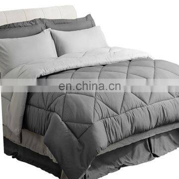 Naturelife Bed in a Bag 8 Pieces Queen Size Grey Soft Microfiber Reversible Bed Comforter Set