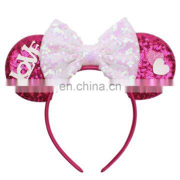 RTS Sequin Minnie Headband Baby Girl Headband Valentine Hairbands photo-2