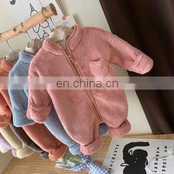 Autumn and Winter New Born Baby One-piece Romper for Men and Women, Cute Plush Thick Section, Outing at Home Warm Romper