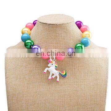 Girl Rainbow Necklace Bracelet Set Unicorn Charms Necklace 2pcs Jewelry Gift photo-3