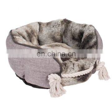 New Product Washable Canvas Dog Bed for Sleeping Stylish Pet Cat Calming Bed Grey