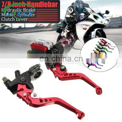 Motorcycle 7/8 CNC Front Brake Hydraulic Clutch Master Cylinder Lever Set Reservoir