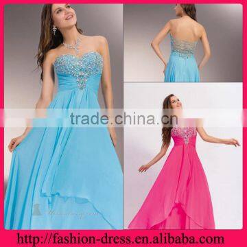 Elegant Sweetheart and Strapless Neckline Chiffon with Beaded Flowers Empire Style Floor Length Backless Evening Dress