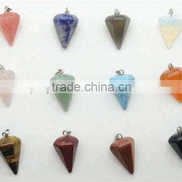 Fashion 6 Side Cone Shape semi precious stone Pendant semi precious stone pendant