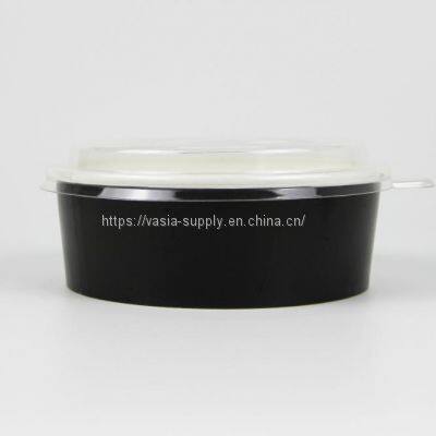 Disposable black and white paper food bowl with lids china manufacturer custom printing