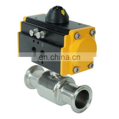 DKV sanitary grade pneumatic air flow control valve spring return tri clamp straight way pneumatic ball valve for kitchen