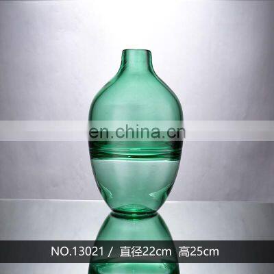 Modern Nordic Regular Shape Green Colored Crystal Glass Vase For Home Decoration photo-2