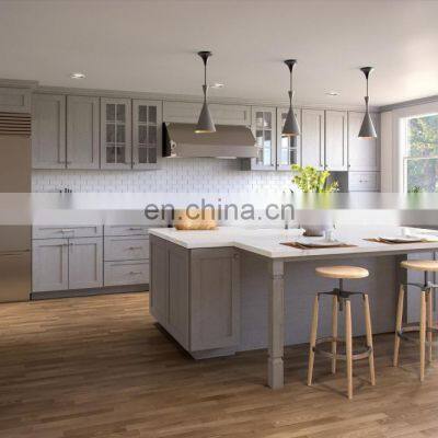 North American Modern Oak Solid Wood Kitchen Furniture Pantry Storage Island White Kitchen Cabinets