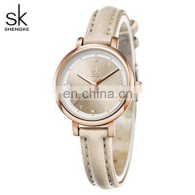 Shengke Classic Sunray Dial Girls Watches K9028 Champagne Simple Style Students Handwatch Small Dial Watches photo-2