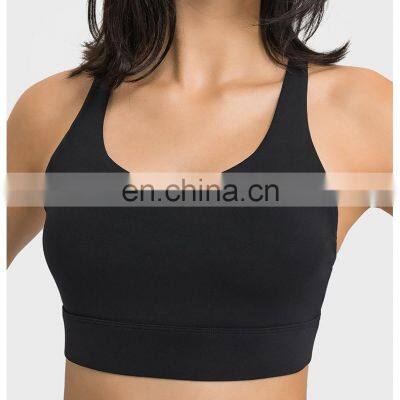 New Arrival Custom Logo Good Quality Sexy Cross Back Straps Sports Bra Women Workout Yoga Fitness Wear Bra Top Clothes