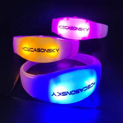 Halloween Party Supplies Customization Glow Bangle Pink Blue LED Sound Activated Wristbands