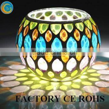 Colorful Glass Mosaic Cylinder Candle Holders Bronze & Turquoise Candle Jars