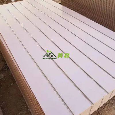 Cabinet Wood Faced UV Raw Laminated Veneer Slot Slotted Waterproof Moisture Resistant Glossy Fancy Fiberboard Plain Melamine MDF photo-2