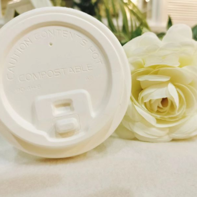 Крышки для кофейных стаканов из сахарного тростника размером 90 мм с отгибом для горячих напитков