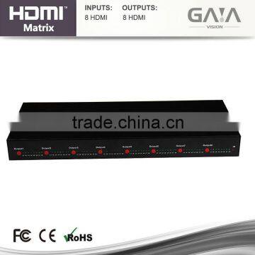 HDMI matrix 8X8 switches with RS232 & IR Remote EDID Learning