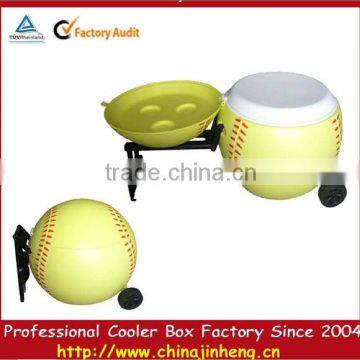 plastic cooler with baseball shape