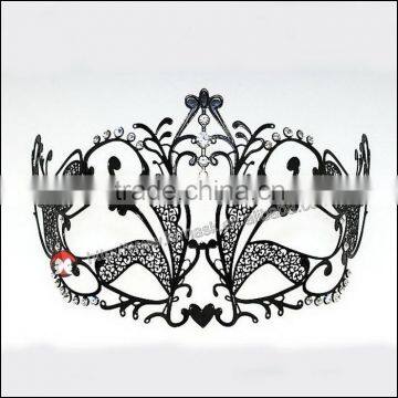 Luxury Elegant Silver Metal Laser Cut New Beetle Mask with Rhinestones Crystal