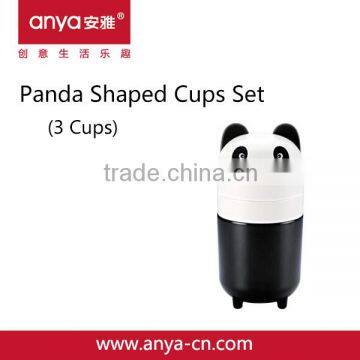 D706-A animal shaped tea cup panda three-in-one small plastic cups with lids melamine cup