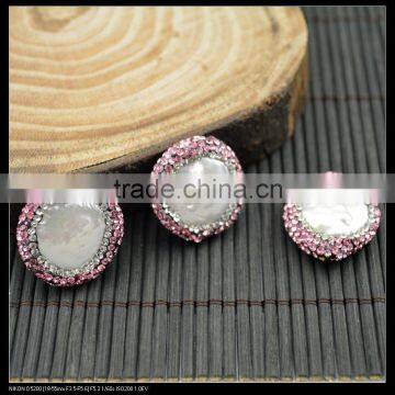 LFD-0052B Wholesale DIY Pave Pink Rhinestone Pearl Connector Spacer Beads For Bracelet Jewelry Making photo-3