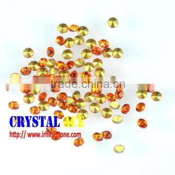 Hycinth diamente stones, glass beads pointed foiled back, machine cut glass beads for wholesale