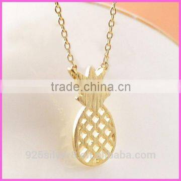 made in 925 silver plating with pure gold layer, plain gold pineapple charms