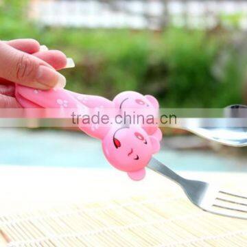 C082 Cartoon Plastic Handle Baby Stainless Steel Spoon photo-3
