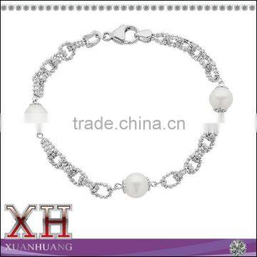 China jewelry 925 sterling silver charming freshwater pearl bracelet