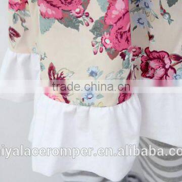 Classical Two Pieces Infant Kids Clothing Gray Ruffle Striped Shorts Newborn Baby Kids Gift Set Hot Sell Baby Girl Fall Cotton photo-5