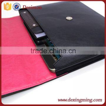 Custom Design pu Leather Laptop Sleeve /holster Magnetic Button Shenzhen Leather Laptop Sleeve