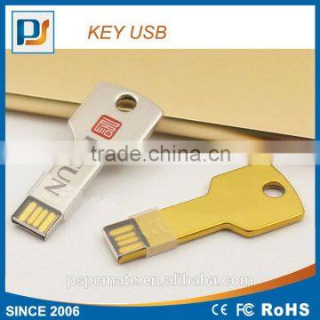 Silver 4GB Metal Key Shaped USB 2.0 Flash Drive, Golden key drive memory 4gb, Mini Metal Traveller Key