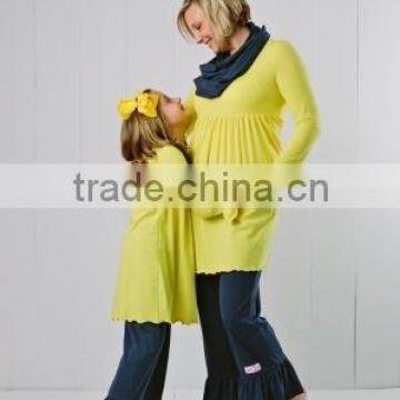 Fashion 2015 Ruffle Tunic Top With Pant Sets Matching Mother and Daugher Dress Family Clothing Set for Women photo-2