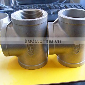 casting investment stainless steel reducing tee pipe fitting