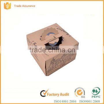 Handle small brown kraft cake box with clear window custom cake packaging box                        
                                                                                Supplier's Choice