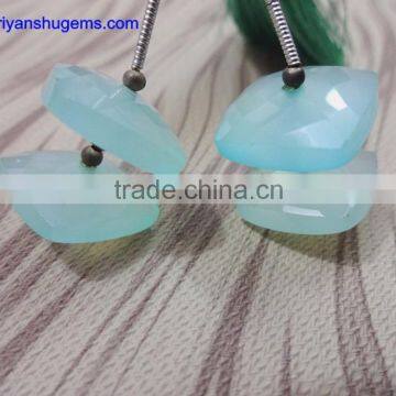 Aqua Calsi 15 mm Faceted Cushion 100% Natural Gemstones AAA Quality Product Hand Made in India, 52 ct for 1 Pair(4 Cushion) photo-4