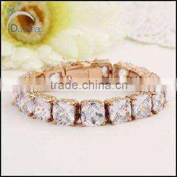 AAA Quality clear square stone Zircon gold plated Bracelet For Women