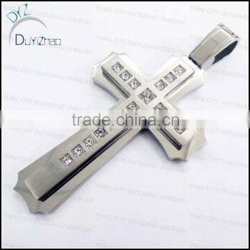 stainless steel large mens double cross pendant