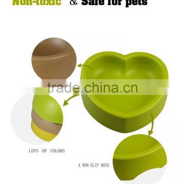 Go Slow Anti-Gulping Eco Bamboo Plant Fiber Dog Bowl Hear Shaped photo-4