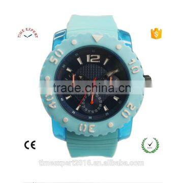 Hot sale colorful plastic case and silicon band ladies watch