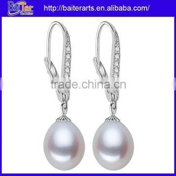 New Design ! Wholesale Jewelry Fashion Pearl 925 Sterling Silver Leverback Earrings