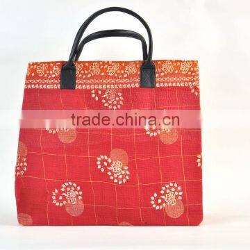 Best Bargain !! Vintage Kantha Leather Handle Shopping Bags Handbags~At highly discounted prices