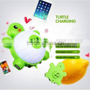 Yellow light color Cute Mobile Charger LED Emergency Lamp Turtle LED Night Light