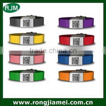 Customized metal silicone qr code id bracelet