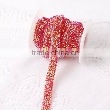 Wholesale Red Color AB Hotfix Glass Crystal Rhinestone Chain Base Glue