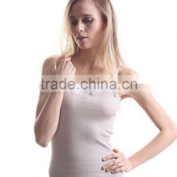 Rib Knitted Women Underwear Silk Lace Fabric Camisole