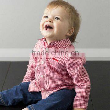 DB1402 dave bella 2014 autumn cotton baby tops baby shirts wholesale baby grid shirts tank top