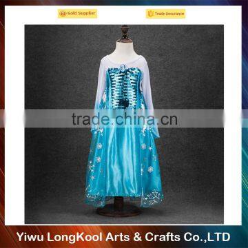 2016 New coming hot sale cosplay frozen elsa princess dress fancy girls dress