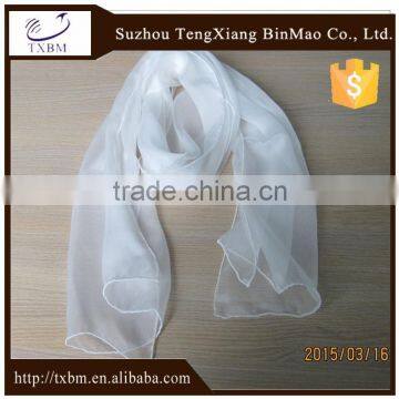 natural plain white long 100% silk scarf