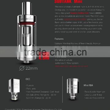 2015 Kangertech Newest E Cigarette OCC And Mini RBA Coil Subtank Mini