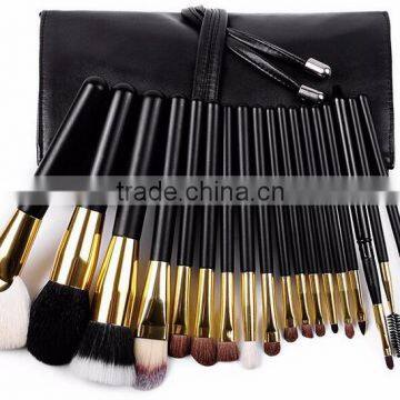 professional 18 pcs black golden goat/pony hair brushes for makeup set